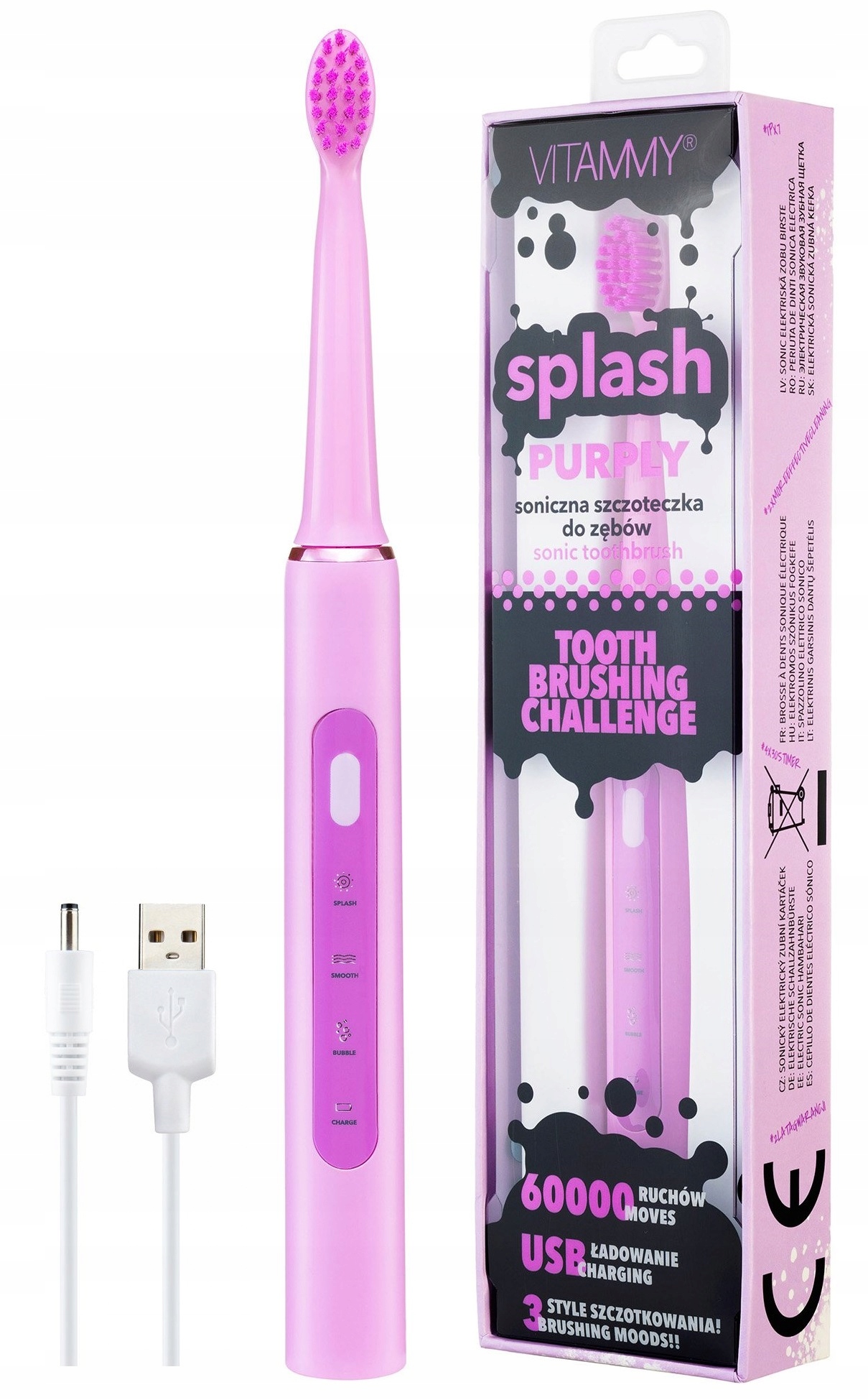 VITAMMY SPLASH PURPLY Sonická zubná kefka 8 rokov + fialová